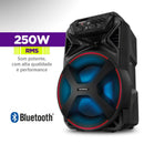 Caixa Amplificada Mondial Connect Partyplus CM-250 — 250W RMS, Bluetooth/USB/Rádio FM, Entrada de Microfone e Guitarra, Bateria Recarregável