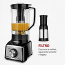 Liquidificador Mondial Turbo Inox L-1000 1000W - 12 Velocidades + Gelo, Jarra 3L San Cristal, Lâminas Inox