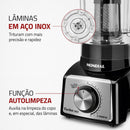 Liquidificador Mondial Turbo Inox L-1000 1000W - 12 Velocidades + Gelo, Jarra 3L San Cristal, Lâminas Inox