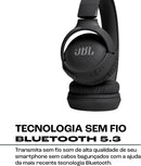 JBL Tune 520BT - Fone de Ouvido Bluetooth 5.3 On-Ear, Som Pure Bass, 57h de Bateria e Carga Rápida - Preto