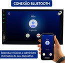 Central Multimídia E-Tech 7" MP5 2-DIN — Apple CarPlay e Android Auto via Cabo, Bluetooth, USB, SD, FM, Entrada Câmera de Ré — Universal