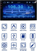 Central Multimídia E-Tech 7" MP5 2-DIN — Apple CarPlay e Android Auto via Cabo, Bluetooth, USB, SD, FM, Entrada Câmera de Ré — Universal