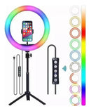 Ring Light 12 Polegadas com Tripé até 2,1m - Iluminador LED com Suporte de Celular e Controle Remoto