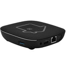 Lateral do aparelho com portas USB 3.0, HDMI, rede e áudio óptico