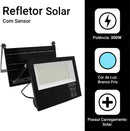 Kit 2 Refletores Solares LED 300W com Sensor de Presença — Painel Solar Próprio, IP66, 6500K Branco Frio