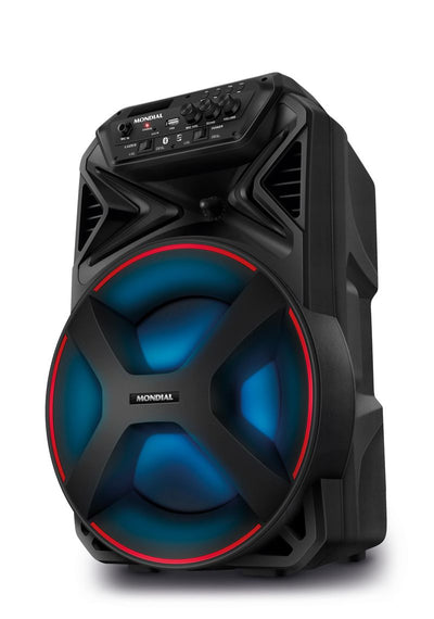 Caixa Amplificada Mondial Connect Partyplus CM-250 — 250W RMS, Bluetooth/USB/Rádio FM, Entrada de Microfone e Guitarra, Bateria Recarregável