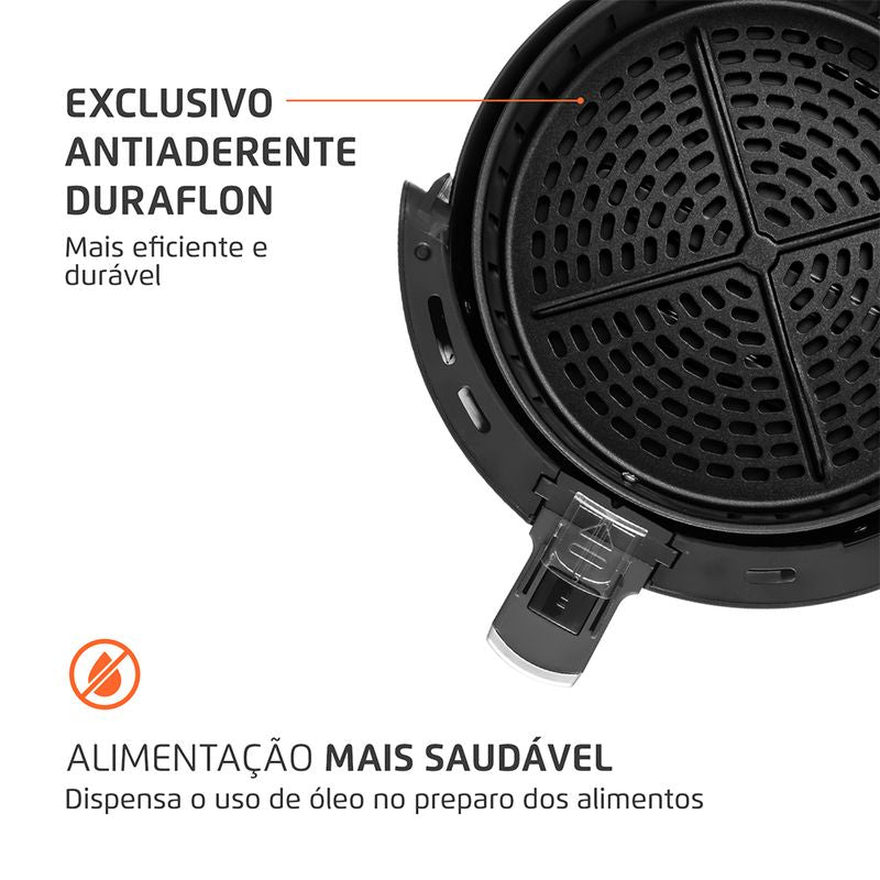 Cesto removível com revestimento antiaderente Duraflon da Air Fryer Mondial