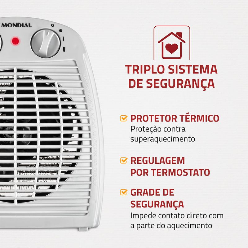 Aquecedor Termoventilador Mondial A-08 1500W 127V — 2 em 1: Aquece no Inverno e Ventila no Verão