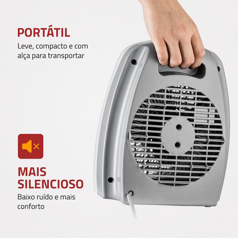 Mondial A-08 portátil e leve, com alça para transportar, e funcionamento silencioso
