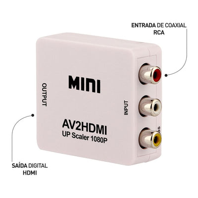 Conversor de Vídeo RCA AV para HDMI - Liga DVD, Vídeo Game e Aparelhos Antigos na TV Nova