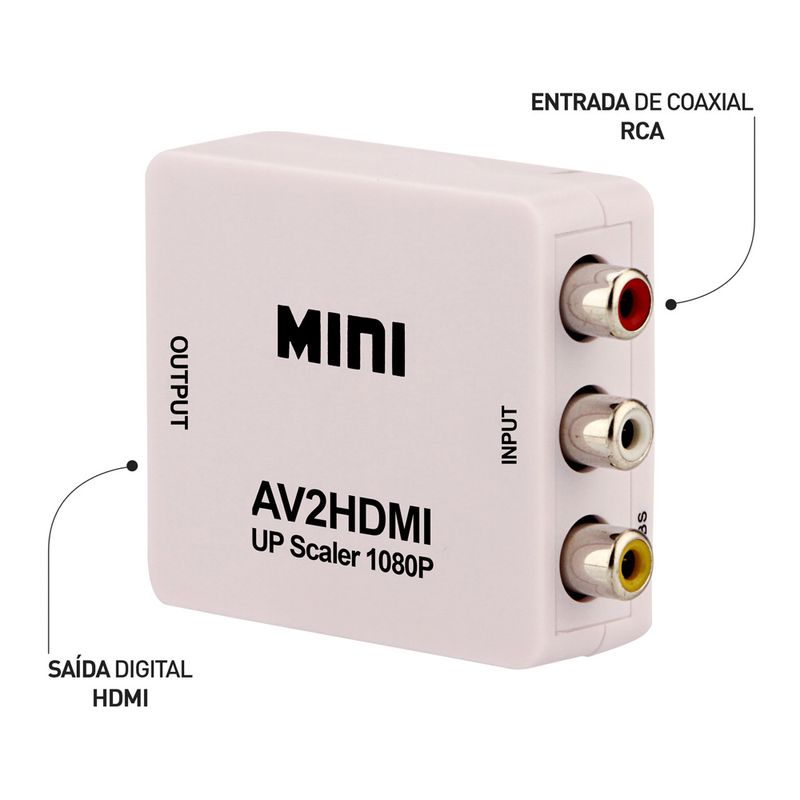Conversor de Vídeo RCA AV para HDMI - Liga DVD, Vídeo Game e Aparelhos Antigos na TV Nova