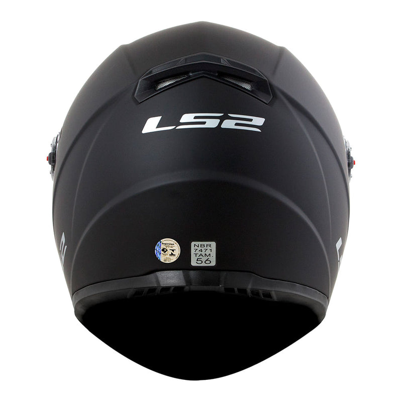 Capacete Integral LS2 FF358 Classic Monocolor — Preto Fosco, Viseira Flat Anti-Riscos, 4 Estrelas SHARP, Certificado Inmetro