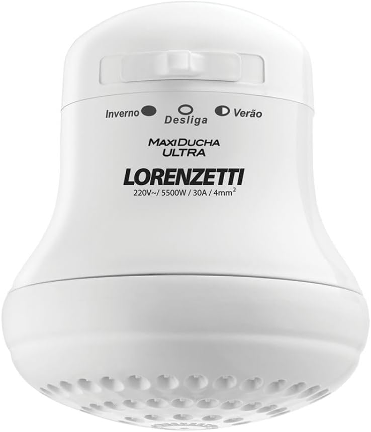 Chuveiro Lorenzetti Maxi Ducha Ultra 5500W branco visto de frente