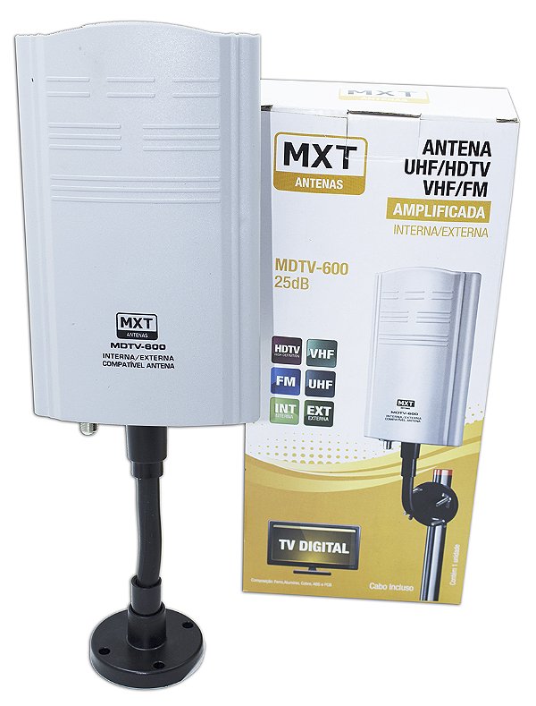 Antena Digital Interna Amplificada - Sinal HDTV/UHF, Pega Canais de TV Aberta sem Mensalidade