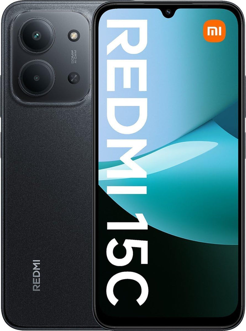 Smartphone Xiaomi Redmi 15C 128GB 6GB RAM Dual SIM — Tela 6.9" 120Hz, Câmera 50MP, Bateria 6000mAh — Preto Meia-Noite (Novo, Lacrado, Garantia, Versão Global)