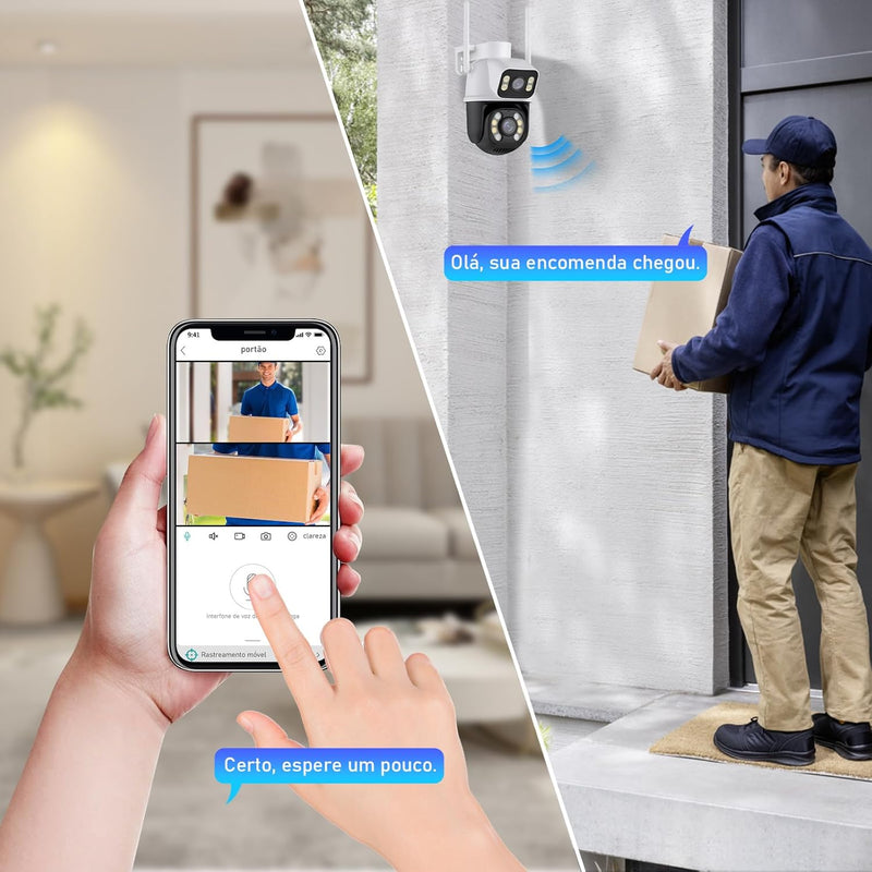Câmera de Segurança Wi-Fi Externa Full HD - À Prova d'Água, Visão Noturna e App no Celular