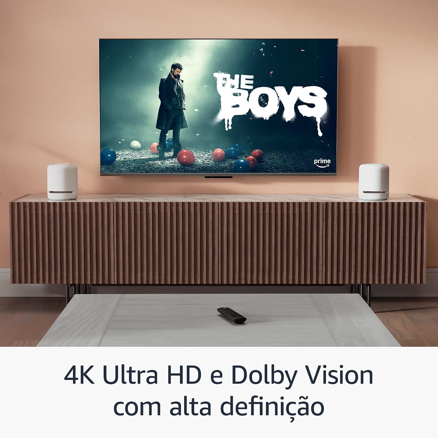 TV exibindo conteúdo em 4K Ultra HD com Dolby Vision via Fire TV Stick 4K