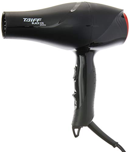 Secador de cabelo Taiff Black Ion 2000W profissional preto com motor AC e íons negativos