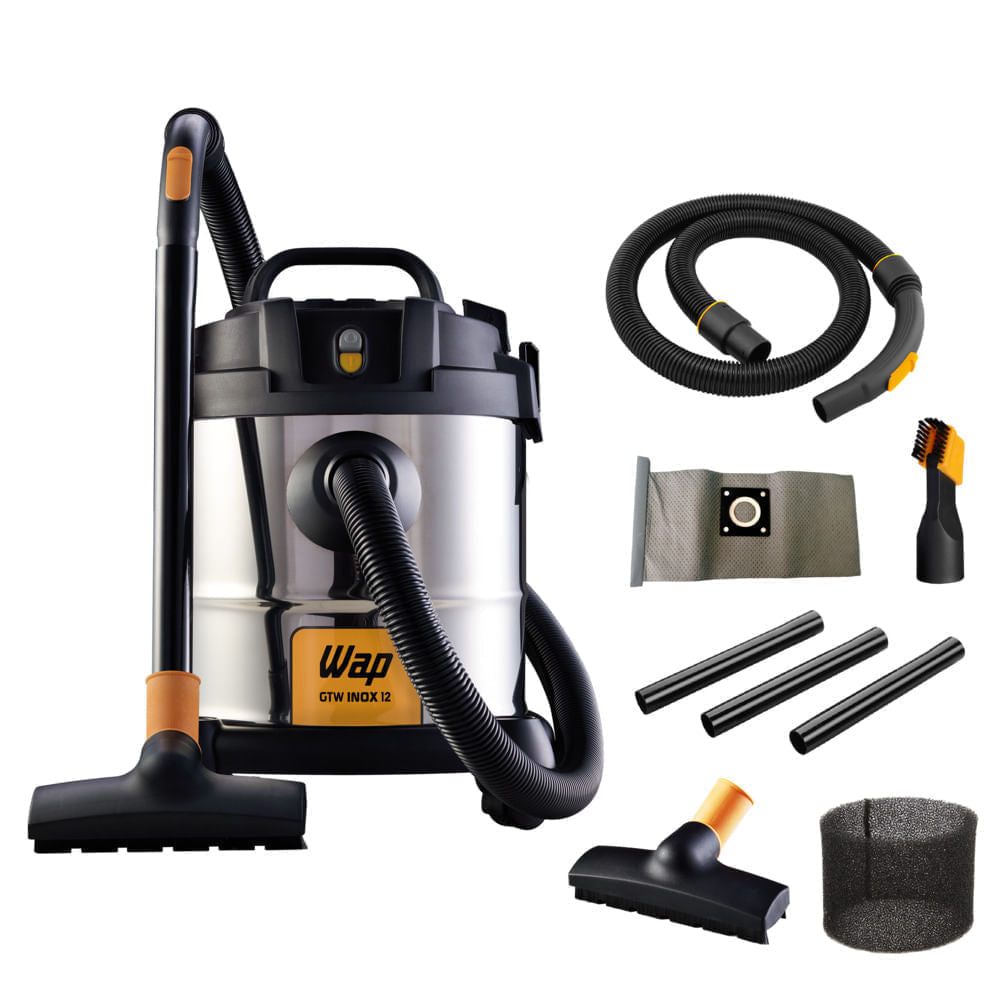 WAP GTW Inox 12 com todos os acessórios: mangueira, extensores, bicos, filtro e saco de pano