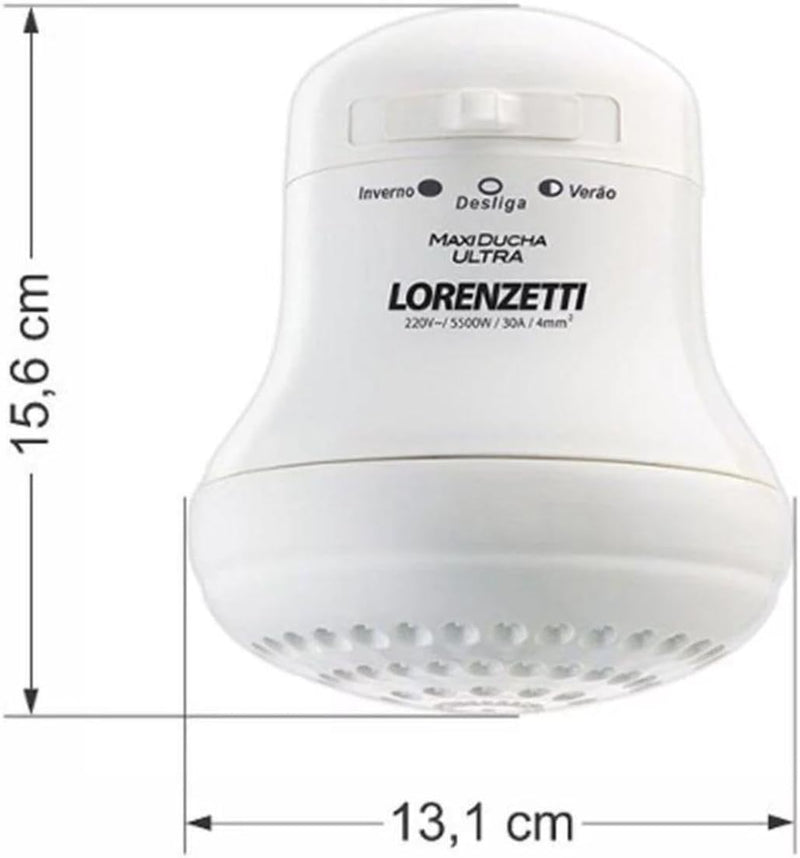 Chuveiro Lorenzetti Maxi Ducha Ultra 5500W 3 Temperaturas Branco — 127V ou 220V