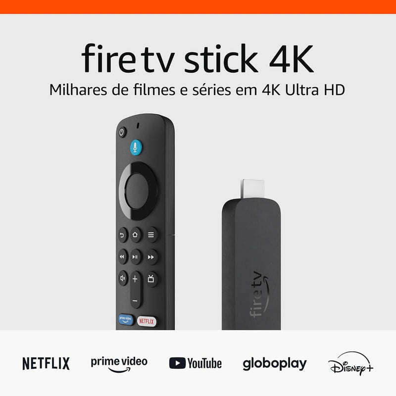 Fire TV Stick 4K (2ª Geração) com Wi-Fi 6, Dolby Vision/Atmos e Alexa — Streaming 4K Ultra HD