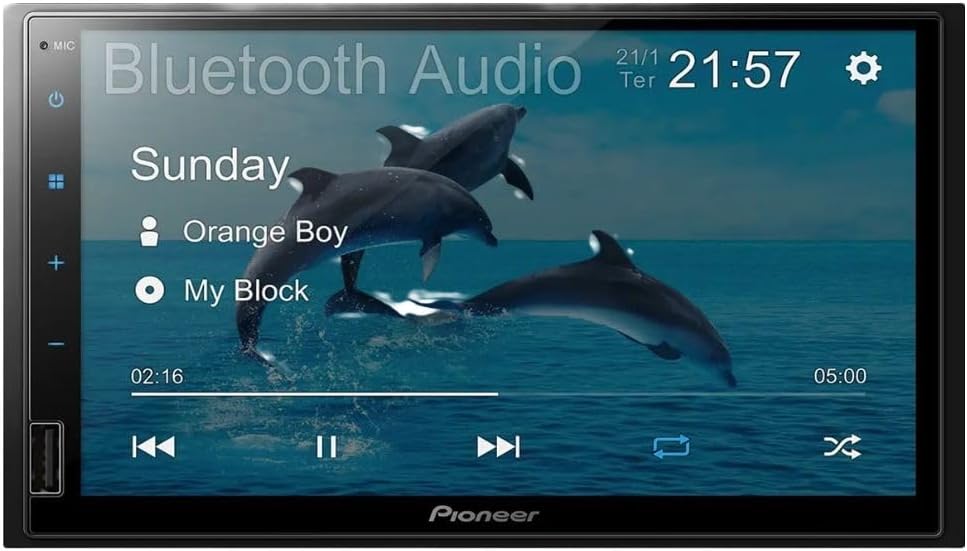 Pioneer DMH-145BR reproduzindo áudio via Bluetooth